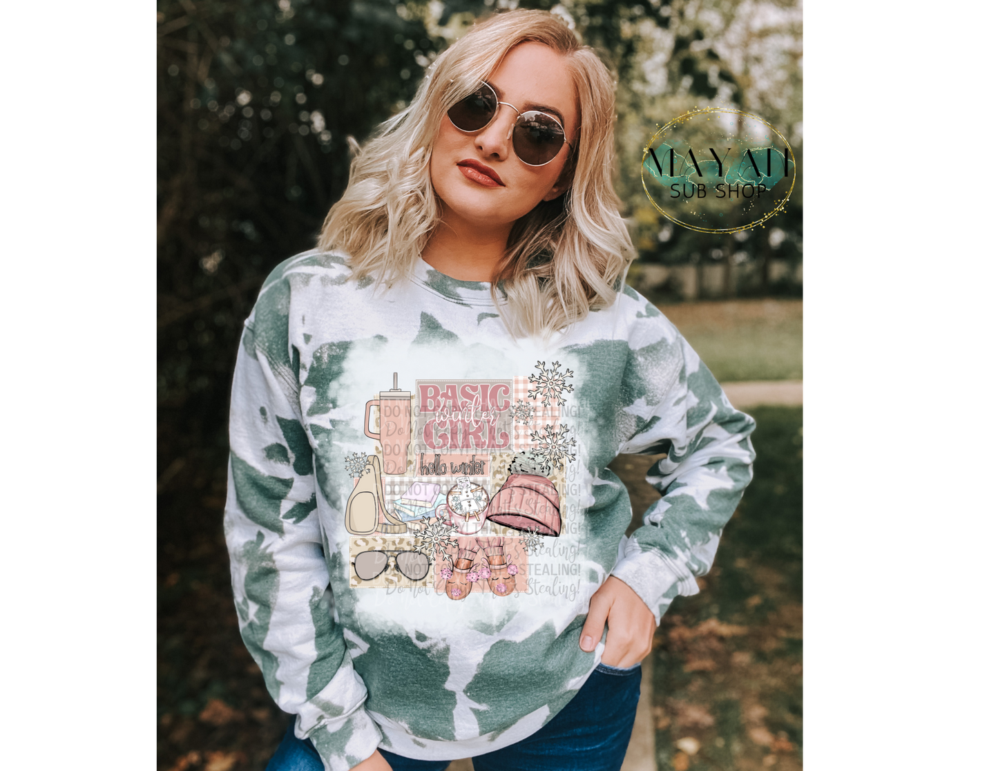 Basic Winter Girl Bleached Sweatshirt - Mayan Sub Shop