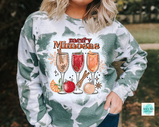 Merry mimosas heather dark green scrounged sweatshirt. -Mayan Sub Shop