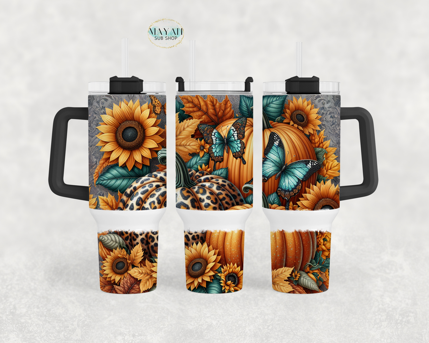 Teal pumpkins 40 oz tumbler. -Mayan Sub Shop