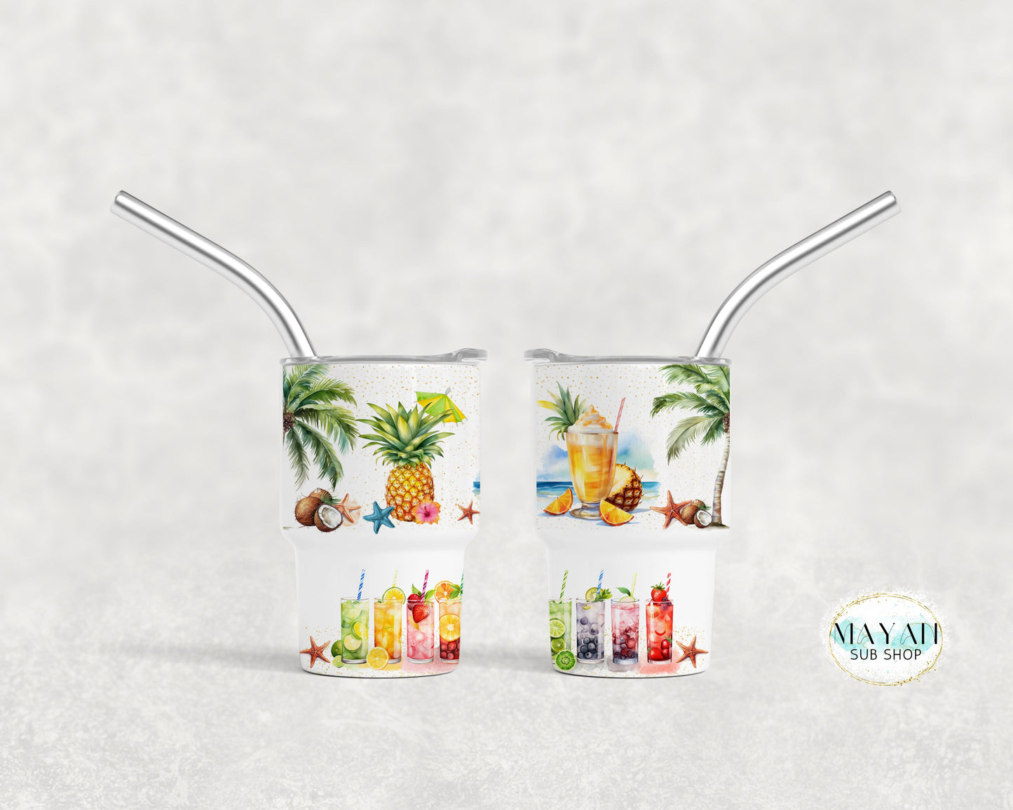 Tropical drinks 4 oz. mini tumbler shot glass. -Mayan Sub Shop