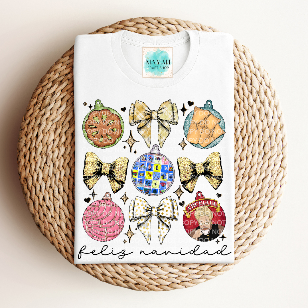 Mexican ornament bows white shirt. -Mayan Craft Shop