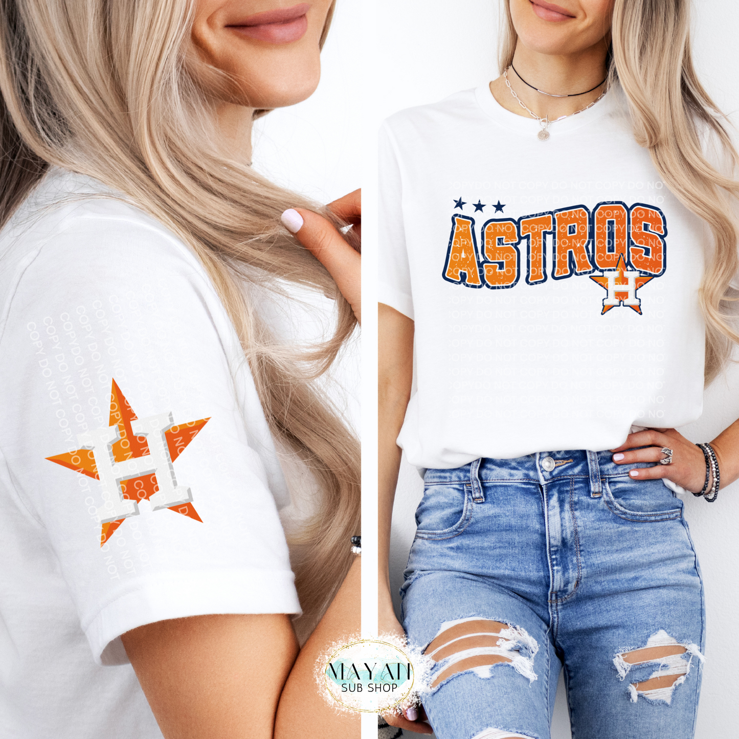 Astros Star Shirt W/ Sleeve Design