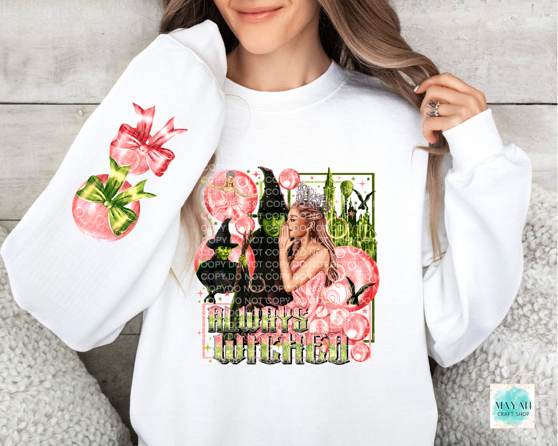 Always wicked white sweatshirt w/ sleeve design. -Mayan Craft Shop