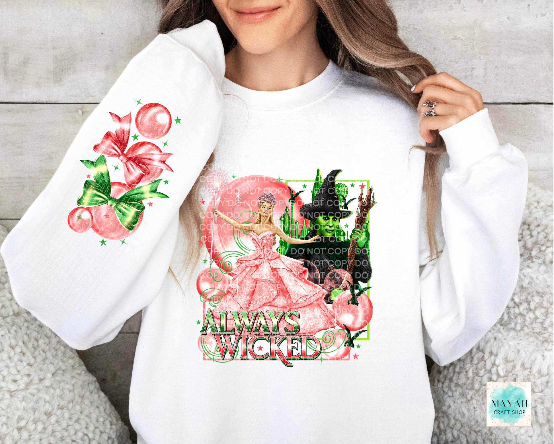 Always wicked white sweatshirt w/ sleeve design. -Mayan Craft Shop