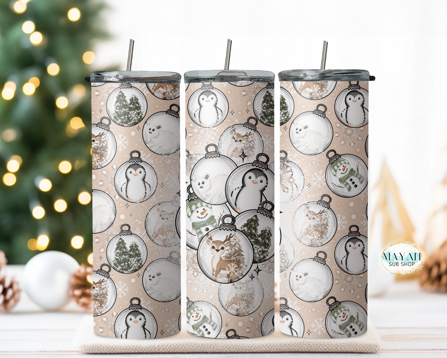 Winter ornaments tumbler. -Mayan Sub Shop