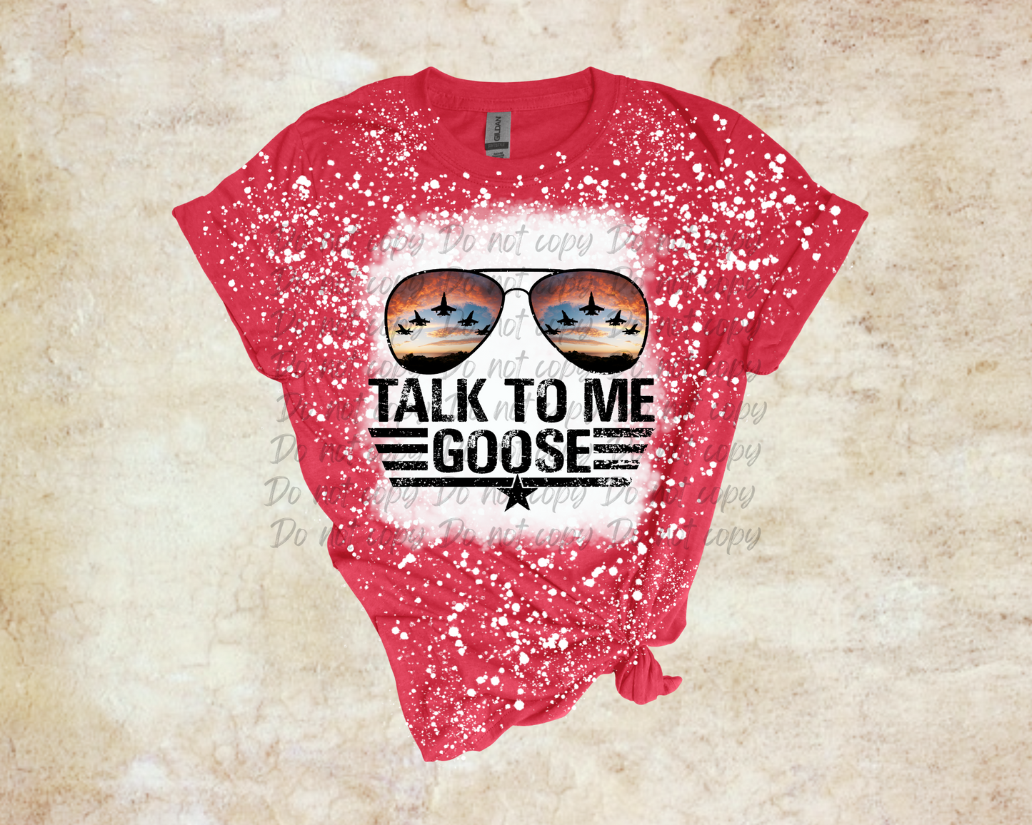 Talk to me goose fighter jet glasses bleached shirt - Mayan Sub Shop