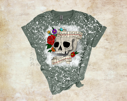 Inked bleached shirt | dead inside but inked up - Mayan Sub Shop